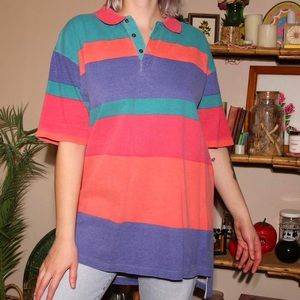 Vintage 1990s Color Block Polo Shirt